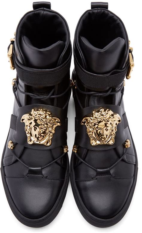 versace black medusa high top sneakers|Versace platform medusa.